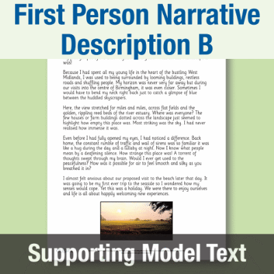 Image of Year 3 Writing B (First Person Narrative Description) Supporting Model Text SMT CUSP Resource