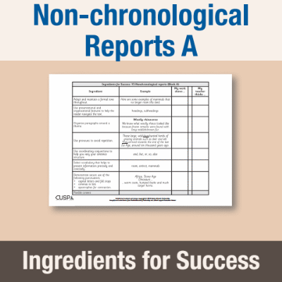 Image of Year 3 Writing A (Non-chronological Reports) Ingredients for Success IFS CUSP Resource