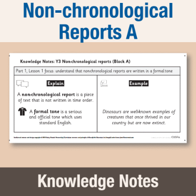 Image of Year 3 Writing A (Non-chronological Reports) Knowledge Notes KN CUSP Resource