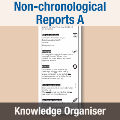 Image of Year 3 Writing A (Non-chronological Reports) Knowledge Organiser KO CUSP Resource