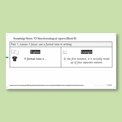 Y3 Writing B (Non-Chronological Reports) Knowledge Notes KN