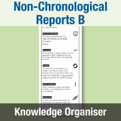 Image of Year 3 Writing B (Non-Chronological Reports) Knowledge Organiser KO CUSP Resource