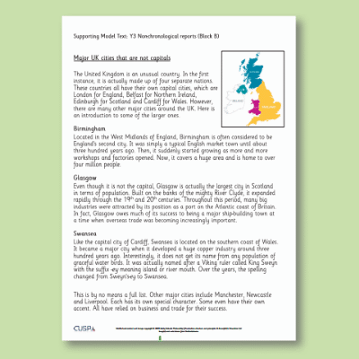 Y3 Writing B (Non-Chronological Reports) Supporting Model Text SMT