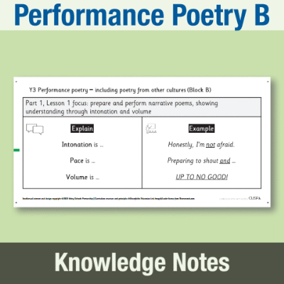Image of Year 3 Writing B (Performance Poetry) Knowledge Notes KN CUSP Resource