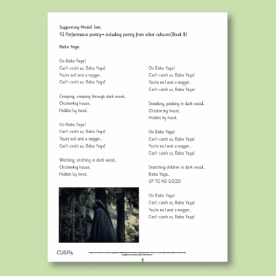 Y3 Writing B (Performance Poetry) Supporting Model Text SMT