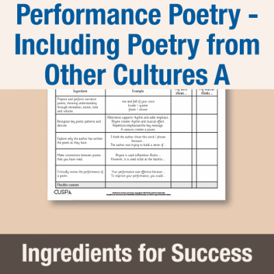 Image of Year 3 Writing A (Performance Poetry - Including Poetry from Other Cultures) Ingredients for Success IFS CUSP Resource
