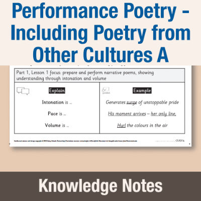 Image of Year 3 Writing A (Performance Poetry - Including Poetry from Other Cultures) Knowledge Notes KN CUSP Resource