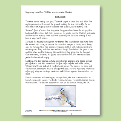 Y3 Writing A (Third Person Narrative: Animal Stories) Supporting Model Text SMT