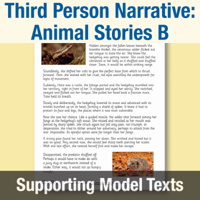 Image of Year 3 Writing B (Third Person Narrative: Animal Stories) Supporting Model Text SMT CUSP Resource