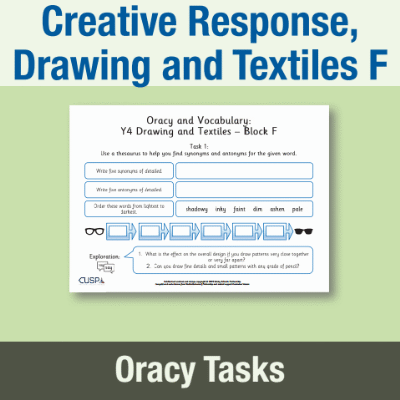 Image of Year 4 Art and Design F (Creative Response, Drawing and Textiles) Oracy Tasks OT CUSP Resource