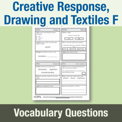 Image of Year 4 Art and Design F (Creative Response, Drawing and Textiles) Vocabulary Questions VQ CUSP Resource