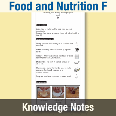 Image of Year 4 Design and Technology F (Food and Nutrition) Knowledge Notes KN CUSP Resource