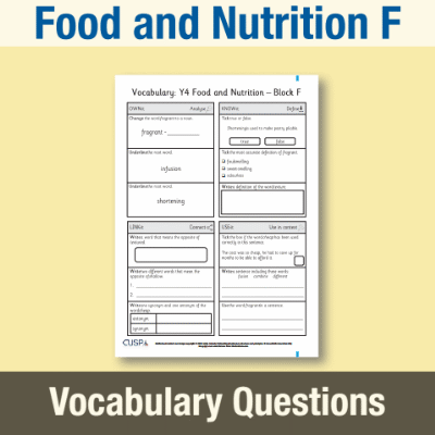 Image of Year 4 Design and Technology F (Food and Nutrition) Vocabulary Questions VQ CUSP Resource