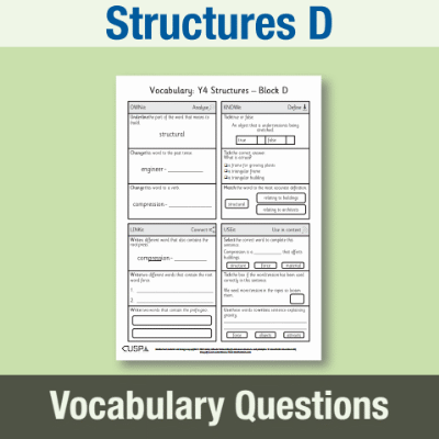 Image of Year 4 Design and Technology D (Structures) Vocabulary Questions VQ CUSP Resource
