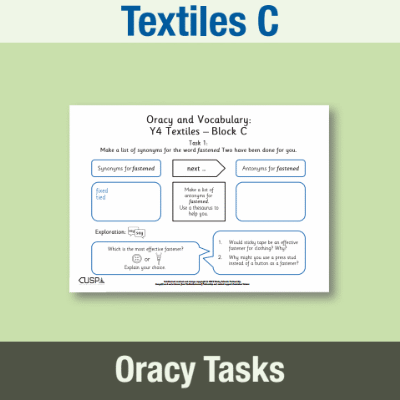 Image of Year 4 Design and Technology C (Textiles) Oracy Tasks OT CUSP Resource