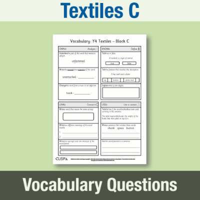 Image of Year 4 Design and Technology C (Textiles) Vocabulary Questions VQ CUSP Resource