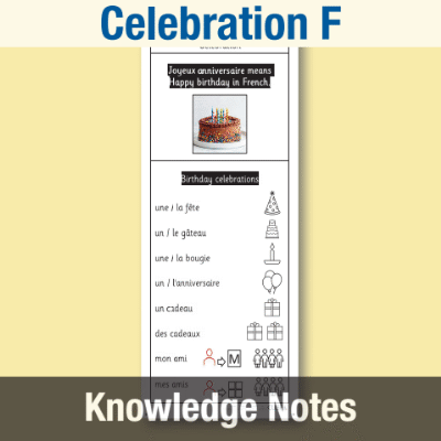 Image of Year 4 French F (Celebration) Knowledge Notes KN CUSP Resource
