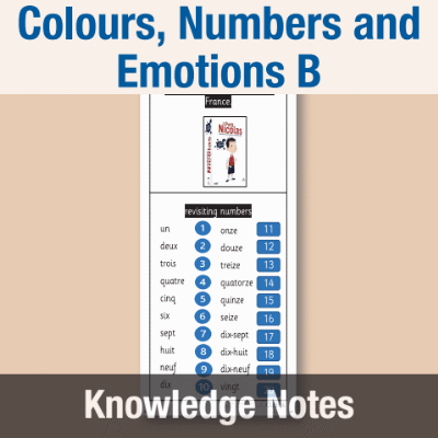 Image of Year 4 French B (Colours, Numbers and Emotions) Knowledge Notes KN CUSP Resource