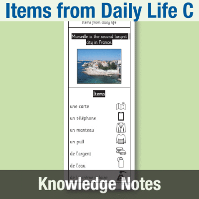 Image of Year 4 French C (Items from Daily Life) Knowledge Notes KN CUSP Resource