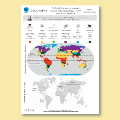 Y4 Geography (Map Skills: Environmental Regions of Europe, Russia, North and South America) Knowledge Organiser KO