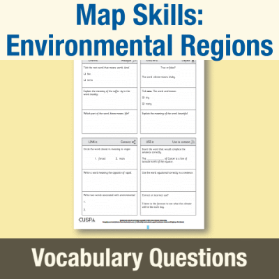Image of Year 4 Geography (Map Skills: Environmental Regions of Europe, Russia, North and South America) Vocubulary Questions VQ CUSP Resource