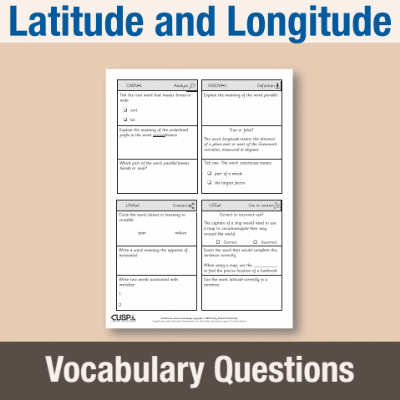 Image of Year 4 Geography (Latitude and Longitude) Vocabulary Questions VQ CUSP Resource