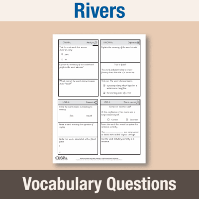Image of Year 4 Geography (Rivers) Vocabulary Questions VQ CUSP Resource