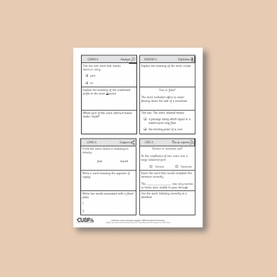 Y4 Geography (Rivers) Vocabulary Questions VQ