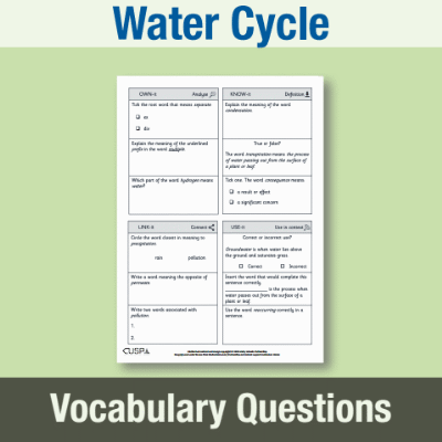 Image of Year 4 Geography (Water Cycle) Vocabulary Questions VQ CUSP Resource