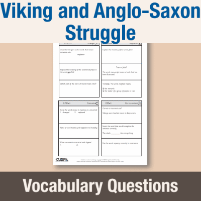 Image of Year 4 History (Study the Viking and Anglo-Saxon Struggle for the Kingdom of England) Vocabulary Questions VQ CUSP Resource
