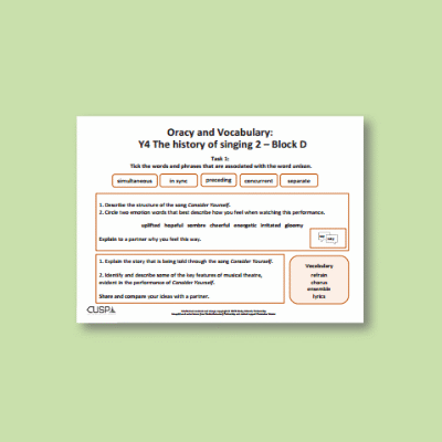 Y4 Music D (The History of Singing 2) Oracy Tasks OT