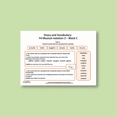 Y4 Music C (Musical Notation 2) Oracy Tasks OT