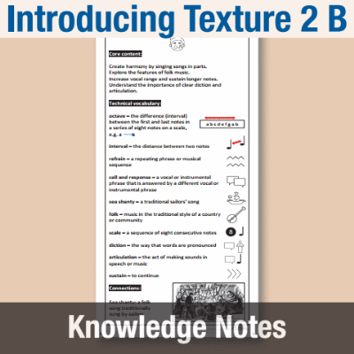 Image of Year 4 Music B (Introducing Texture 2) Knowledge Notes KN CUSP Resource