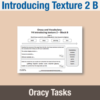 Image of Year 4 Music B (Introducing Texture 2) Oracy Tasks OT CUSP Resource