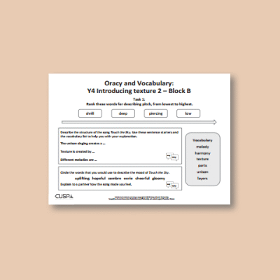 Y4 Music B (Introducing Texture 2) Oracy Tasks OT