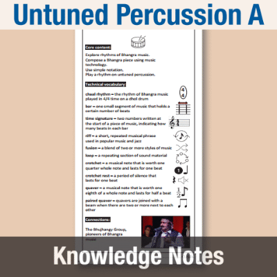 Image of Year 4 Music A (Untuned Percussion) Knowledge Notes KN CUSP Resource