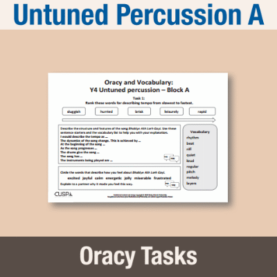 Image of Year 4 Music A (Untuned Percussion) Oracy Tasks OT CUSP Resource
