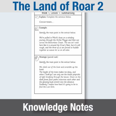 Image of Year 4 Reading (The Land of Roar 2) Knowledge Notes KN CUSP Resource