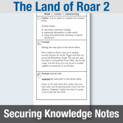 Image of Year 4 Reading (The Land of Roar 2) Knowledge Notes SKN CUSP Resource