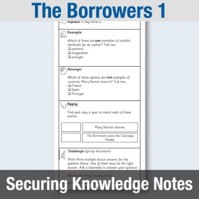 Image of Year 4 Reading (The Borrowers 1) Knowledge Notes SKN CUSP Resource
