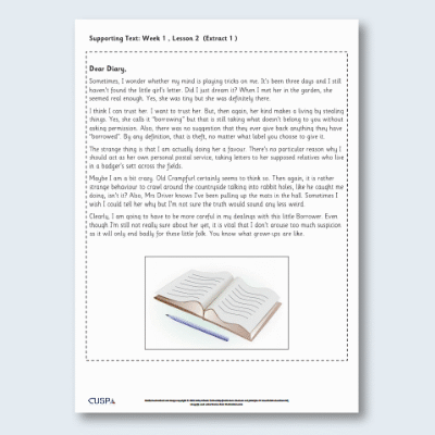 Y4 Reading (The Borrowers 2) Supporting Text ST