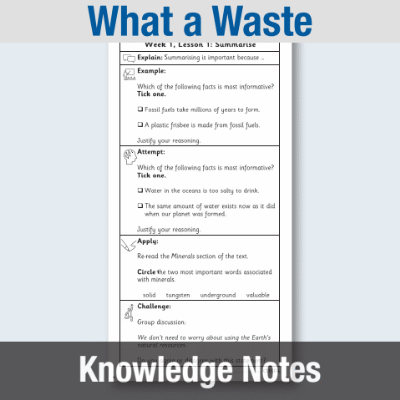 Image of Year 4 Reading (What a Waste) Knowledge Notes KN CUSP Resource