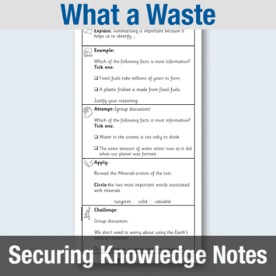 Image of Year 4 Reading (What a Waste) Knowledge Notes SKN CUSP Resource