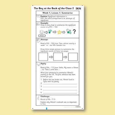 Y4 Reading (The Boy at the Back of the Class 2) Knowledge Notes SKN