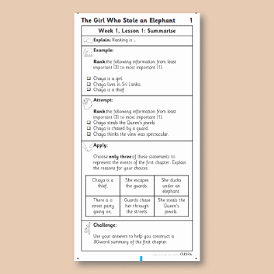 Y4 Reading (The Girl Who Stole an Elephant 1) Knowledge Notes KN
