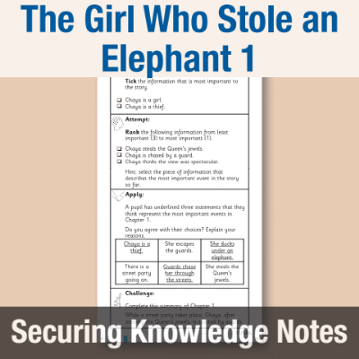 Image of Year 4 Reading (The Girl Who Stole an Elephant 1) Knowledge Notes SKN CUSP Resource