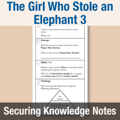 Image of Year 4 Reading (The Girl Who Stole an Elephant 3) Knowledge Notes SKN CUSP Resource