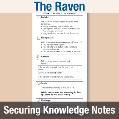 Image of Year 4 Reading (The Raven) Knowledge Notes SKN CUSP Resource
