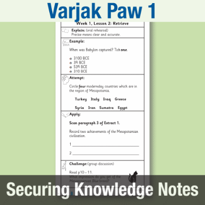 Image of Year 4 Reading (Varjak Paw 1) Knowledge Notes SKN CUSP Resource