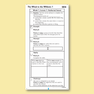 Y4 Reading (The Wind in the Willows 1) Knowledge Notes SKN
